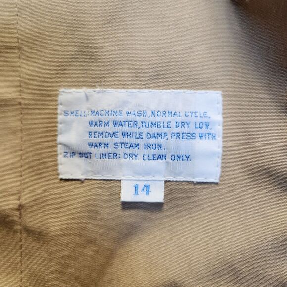 Vintage AstorOne Tan Trench Coat Removable Fleece Liner Hood Winter Women 14 - Picture 5 of 12